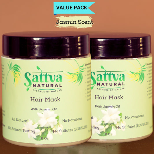 Deep Conditioner Hair Growth Mask for Curly Hair | Jasmin Scent (Pack of 2 Jars of 8 Oz each)